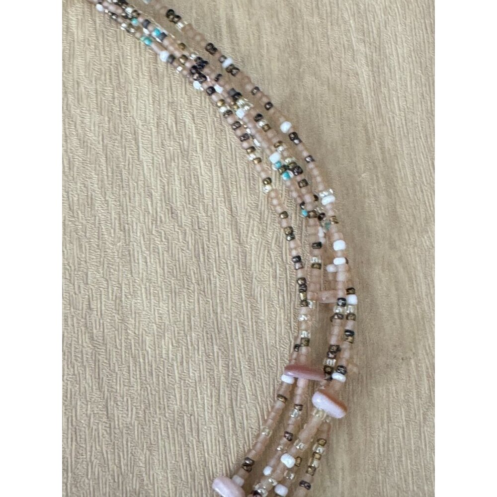 Tica Rose 925 Sterling Silver Rose Quartz Gemstone Beaded Multi-Strand Necklace - Picture 5 of 10